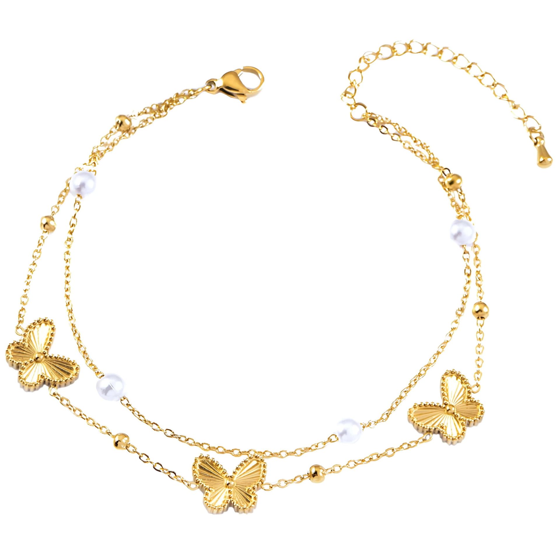 BRANSOLETKA NA NOGĘ - Bransoletka na nogę Motylki Perły