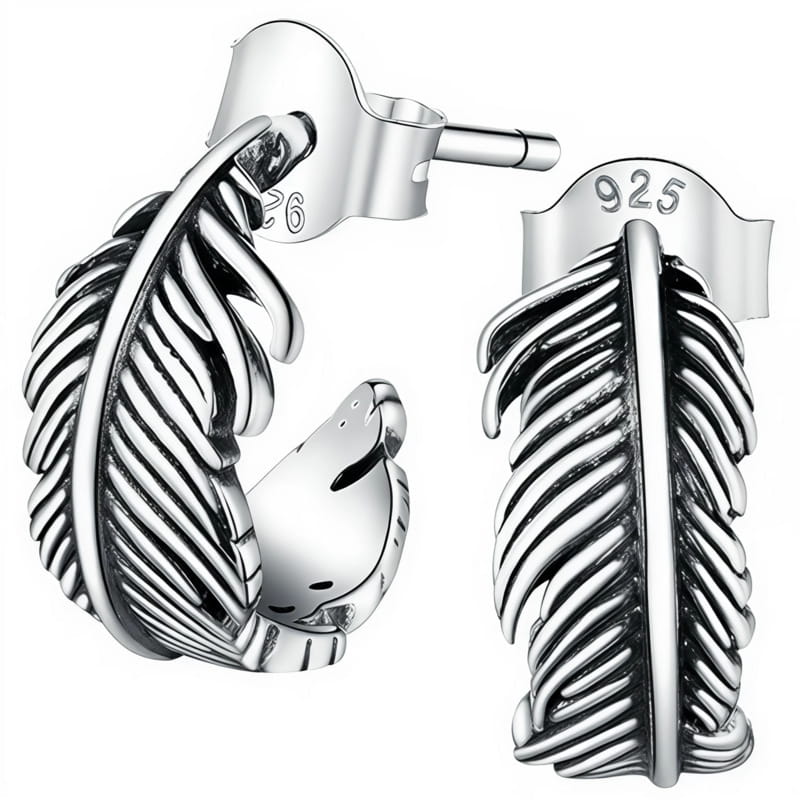 Kolczyki Srebrne - KOLCZYKI PIÓRKO