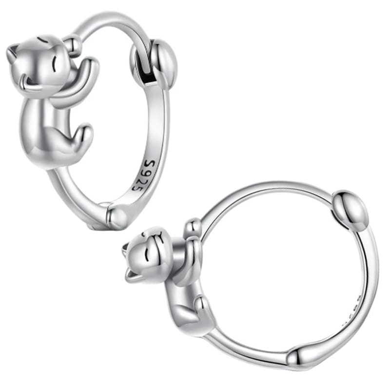 Kolczyki Srebrne - KOLCZYKI KÓŁKA KOTEK