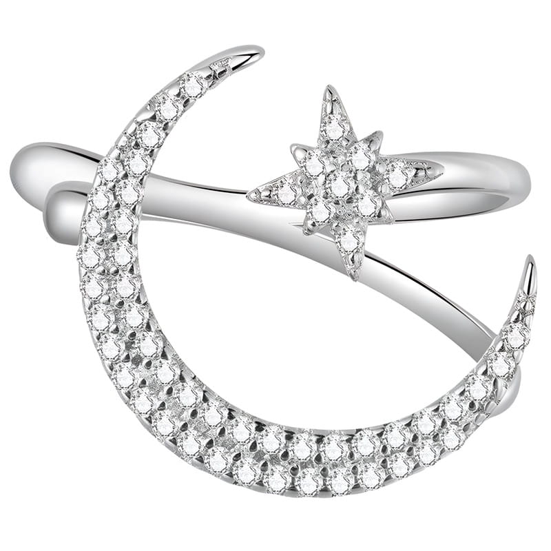 Kolczyk Srebrny - KOLCZYK NAUSZNICA KSIĘŻYC GWIAZDKA