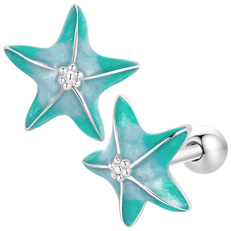 Kolczyki Srebrne - KOLCZYKI ROZGWIAZDA