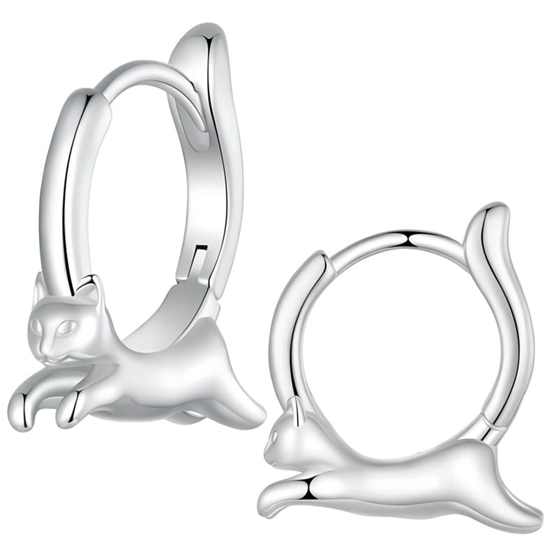 Kolczyki Srebrne - KOLCZYKI KÓŁKA KOTEK