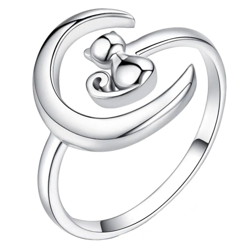 Pierścionek Srebrny - PIERŚCIONEK KSIĘŻYCOWY KOT