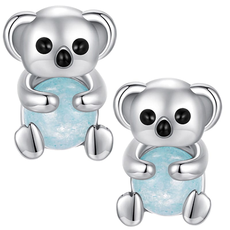 Kolczyki Srebrne - KOLCZYKI MIŚ KOALA
