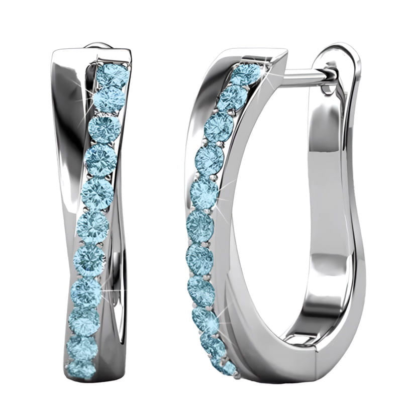 Kolczyki Srebrne - KOLCZYKI NIEBIESKIE CYRKONIE