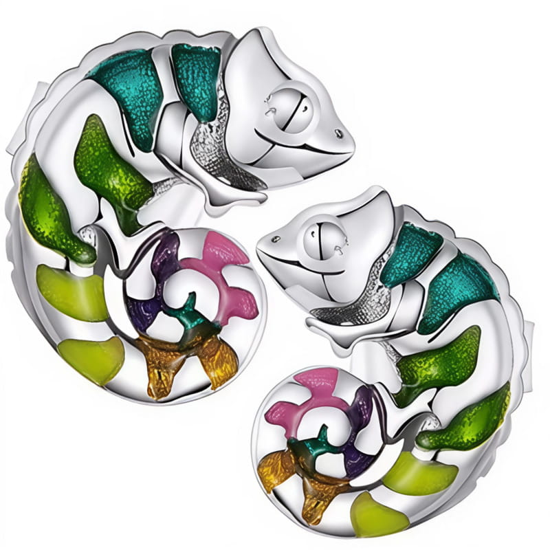 Kolczyki Srebrne - KOLCZYKI KAMELEON