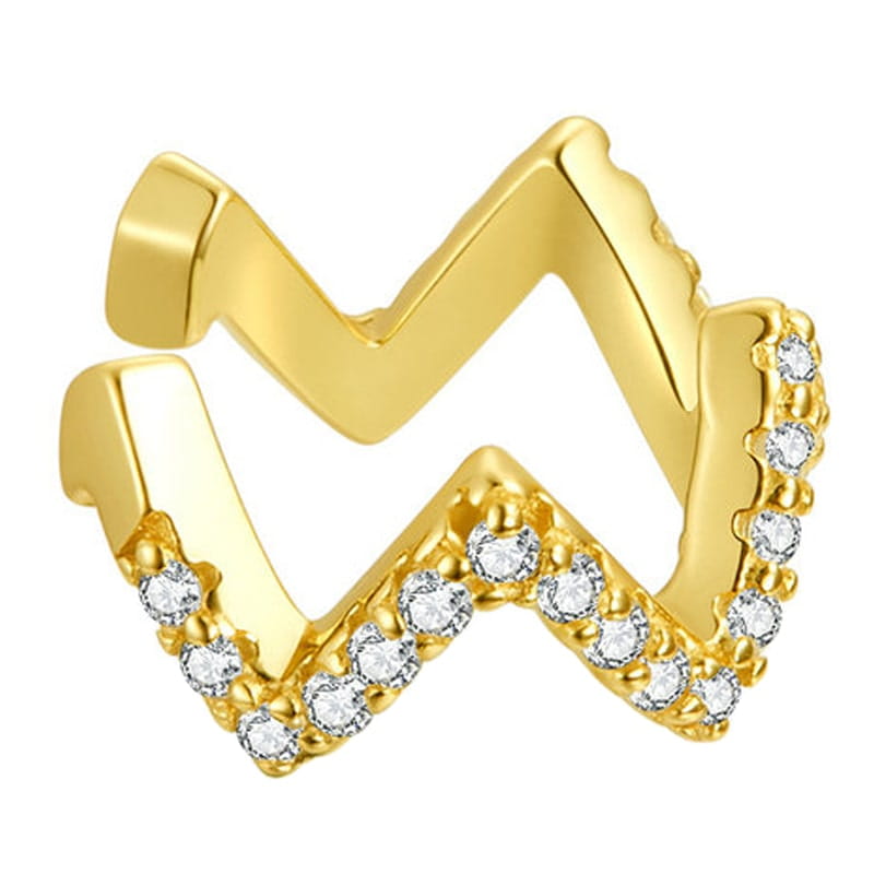 Złota Nausznica z Cyrkoniami Srebro 925