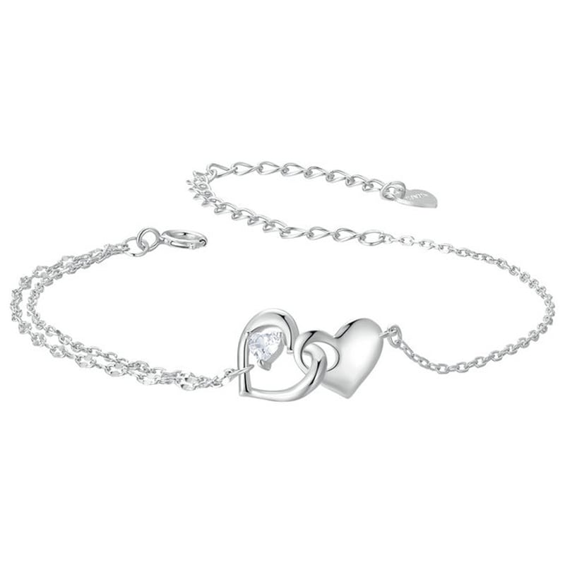 Bransoletka Srebrna - BRANSOLETKA DWA SERCA