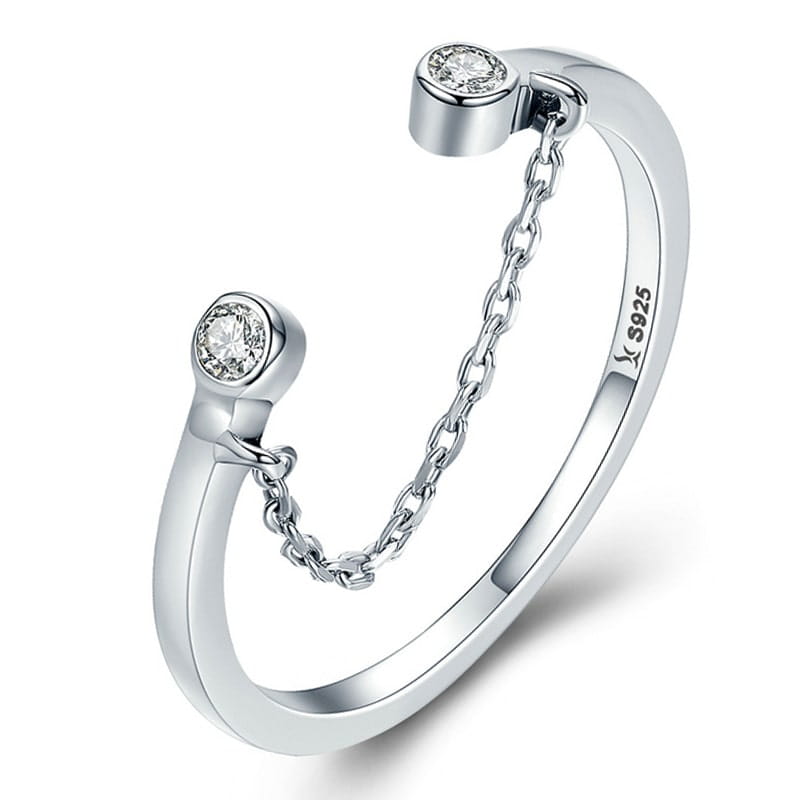 Pierścionek Srebrny - PIERŚCIONEK Z ŁAŃCUSZKIEM