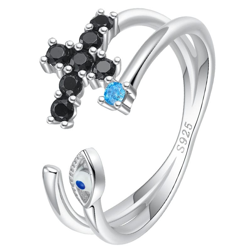 Pierścionek Srebrny - PIERŚCIONEK KRZYŻ OKO