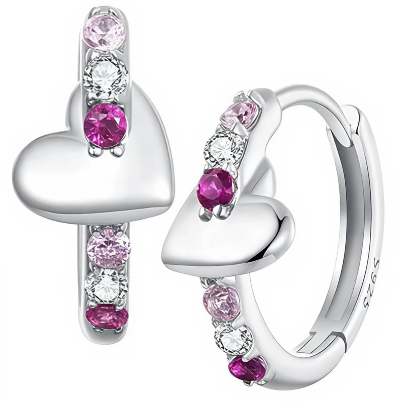 Kolczyki Srebrne - KOLCZYKI KÓŁKA SERCE