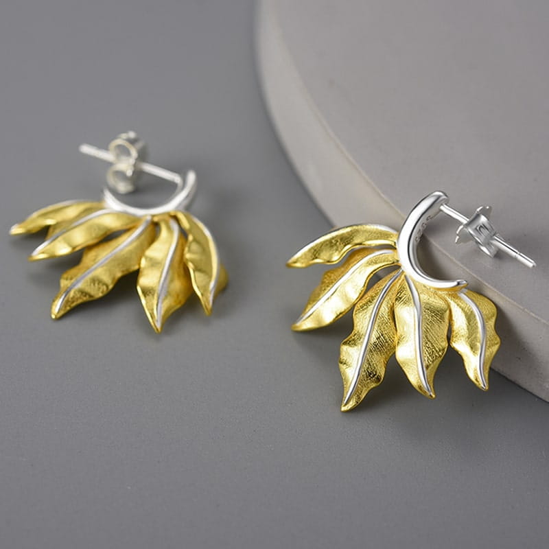 Kolczyki Złote - KOLCZYKI VINTAGE LIŚCIE