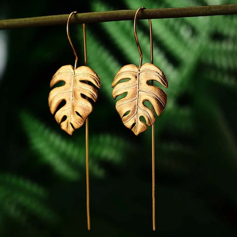 Kolczyki Złote - KOLCZYKI LIŚĆ MONSTERY