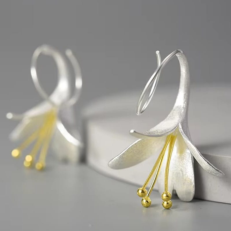 Kolczyki Srebrne - KOLCZYKI KWIAT LILIA