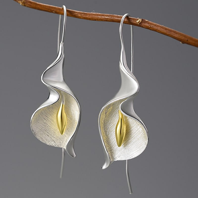 Kolczyki Srebrne - KOLCZYKI KWIAT KALIA