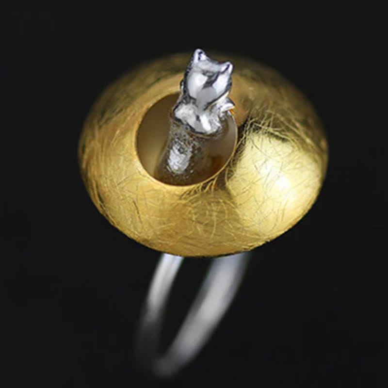 Pierścionek Złoty - PIERŚCIONEK Z KOTKIEM