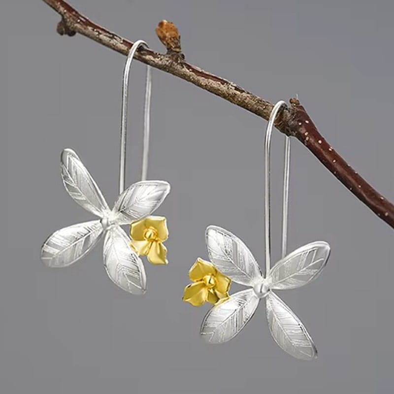 Kolczyki Srebrne - KOLCZYKI WISZĄCE KWIATY