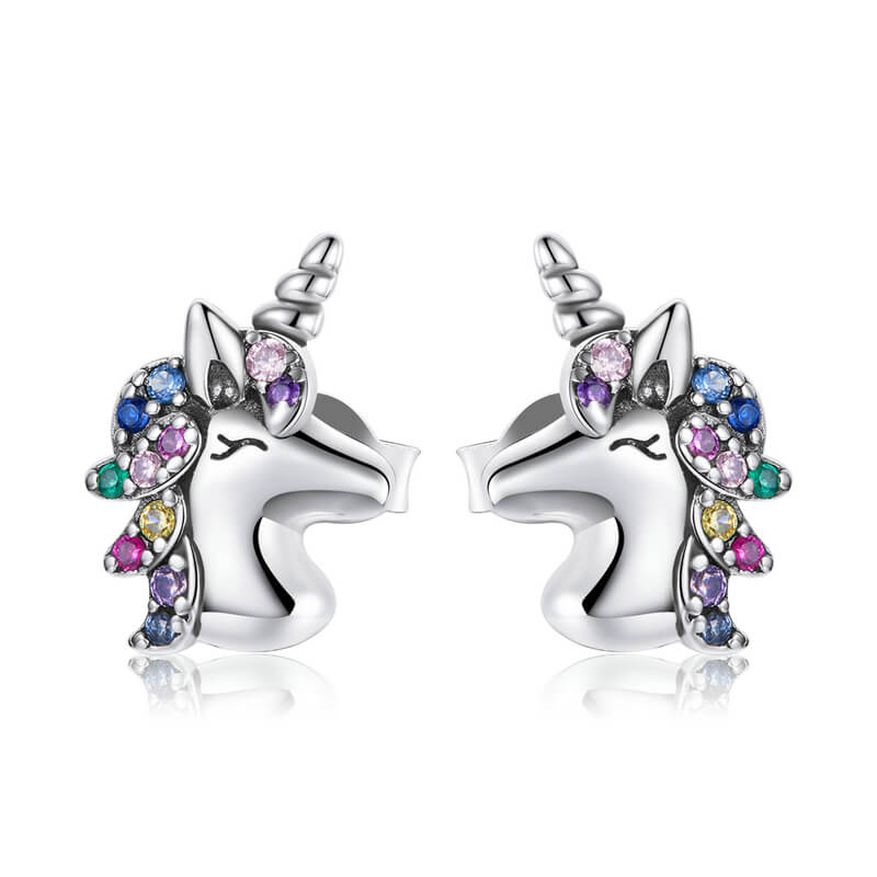Kolczyki Srebrne - KOLCZYKI JEDNOROŻCE