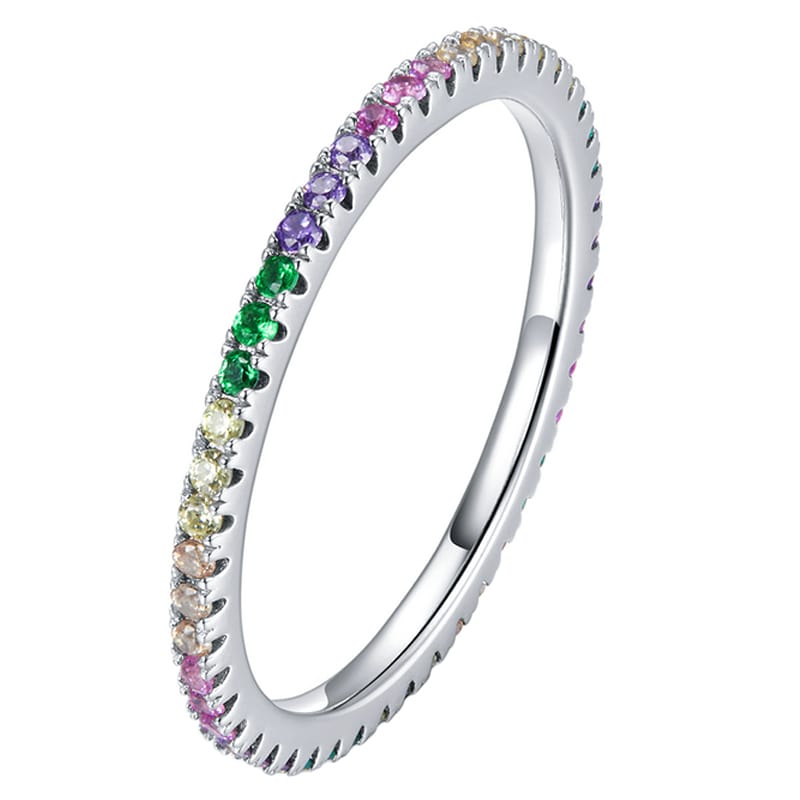 Pierścionek Srebrny - PIERŚCIONEK KOLOROWE CYRKONIE