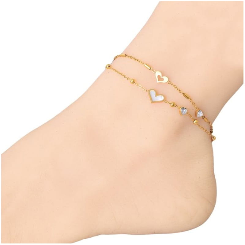 BRANSOLETKA NA NOGE - Bransoletka na Nogę Serduszko