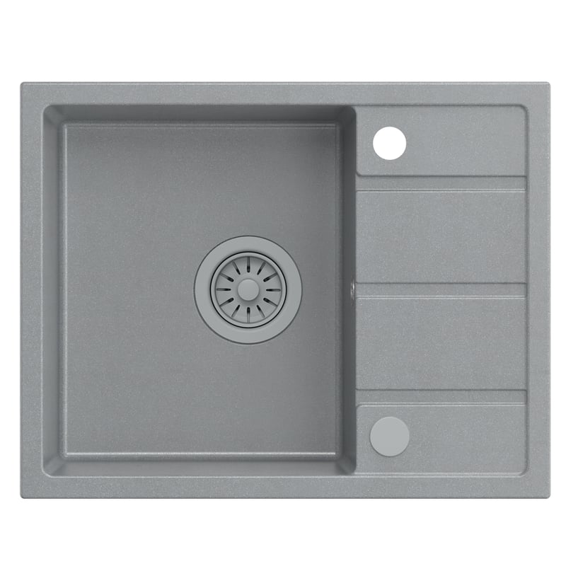 Zlewozmywak granitowy Pixo szary 56 x 44 x 17.5 cm Quadron