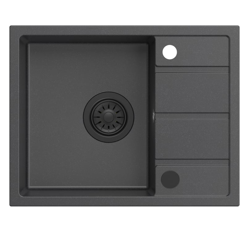 Zlewozmywak granitowy Pixo czarny 56 x 44 x 17.5 cm Quadron