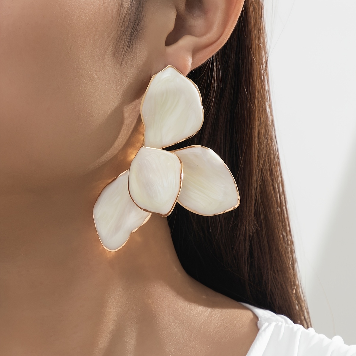 TEMU Eleganckie, ręcznie robione, vintage inspirowane, zawiązane w kształcie kropli oleju, kwiatowe kolczyki - 14K złocone, hipoalergiczne żelazne