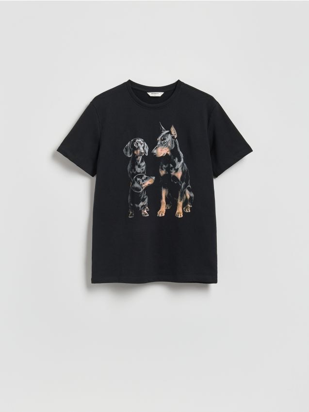 Reserved - T-shirt regular z nadrukiem - czarny