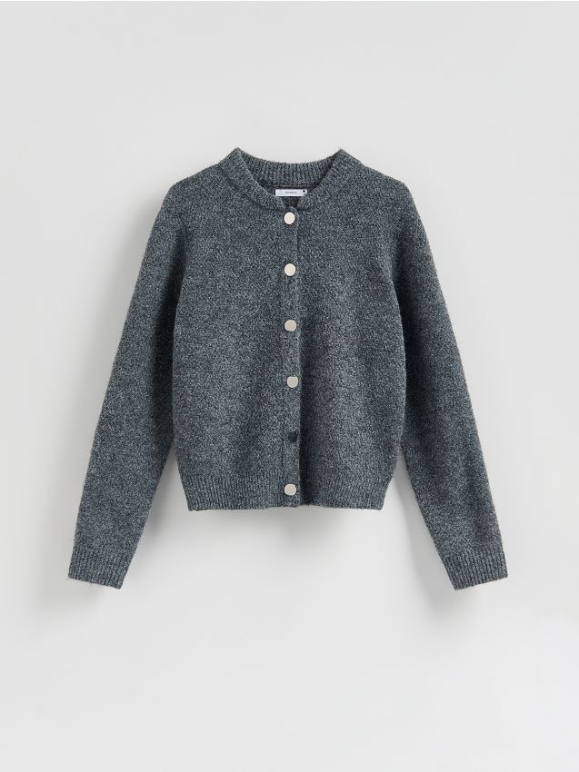 Reserved - Kardigan z domieszką wełny - szary