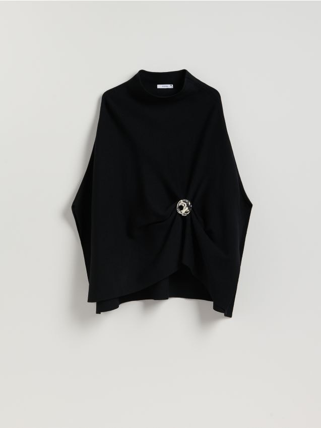 Reserved - Sweter ponczo - czarny