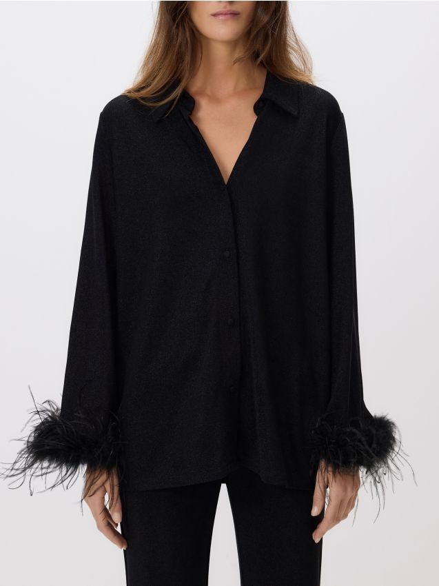 Reserved - Koszula z metalizowaną nitką - czarny