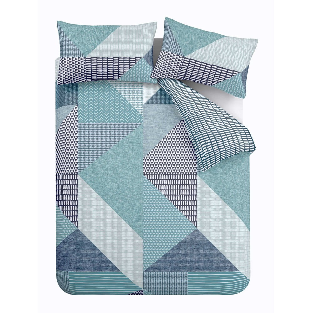 Zielononiebieska pościel jednoosobowa 135x200 cm Larsson Geo – Catherine Lansfield