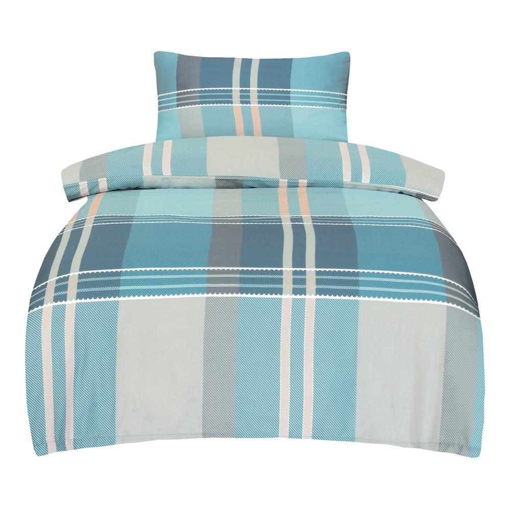 Niebieska pościel jednoosobowa z satyny bawełnianej 140x200 cm Monty – My House