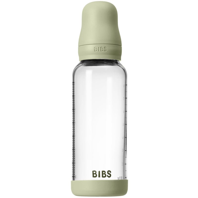 BIBS Baby Glass Bottle Round Latex butelka antykolkowa Sage 240 ml
