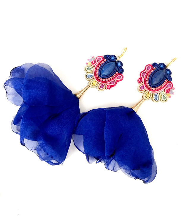 Sutaszowe kolczyki LEIRIA blue