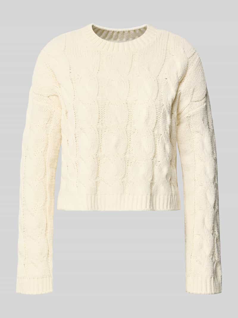 Sweter z dzianiny o kroju regular fit ze ściegiem warkoczowym model ‘ELLY’