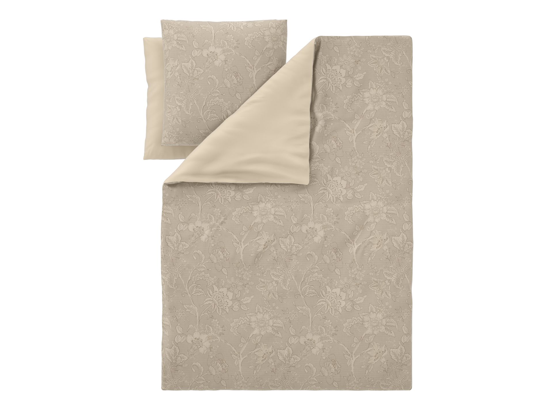 LIVARNO® Pościel dwustronna z bawełny satynowej, 160 x 200 cm (Beżowy)