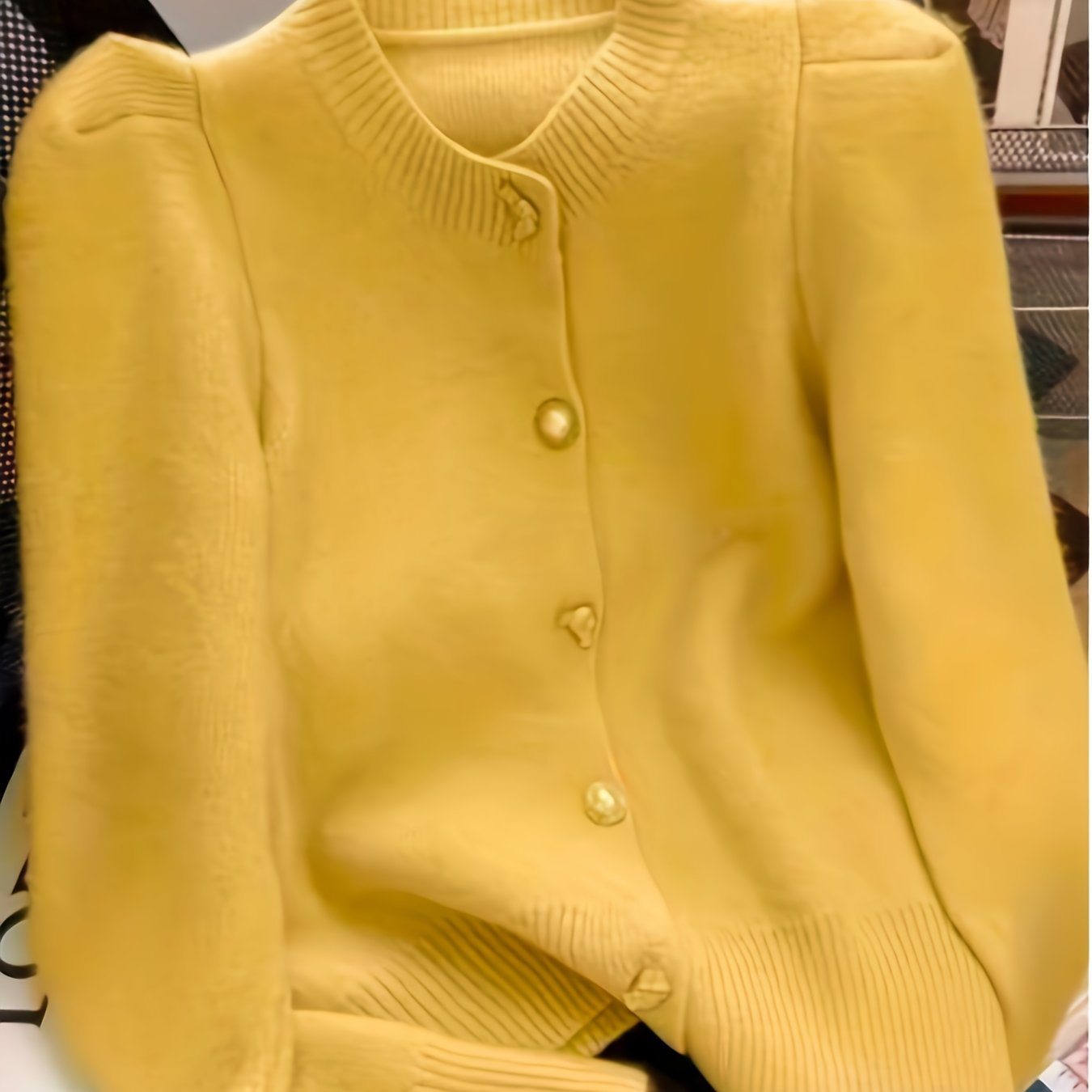 TEMU Kardigan Damski w Miękkim Różu - Elegancka Bluzka z Zaokrąglonym Dekoltem, Sweter na Wiosnę/Jesień do Biura i , Casualowy Sweter z Guzikami,