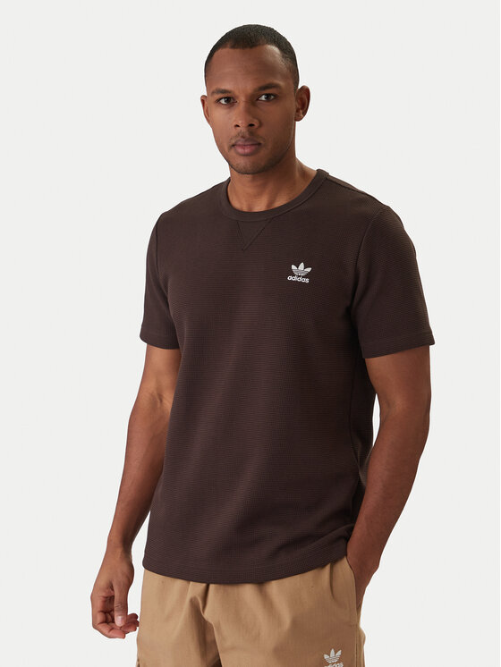 adidas T-Shirt Trefoil Essentials Waffle KE1136 Brązowy Regular Fit