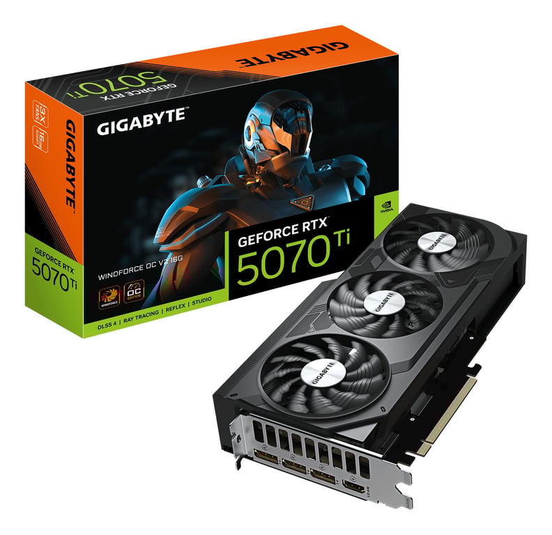 GIGABYTE GeForce RTX 5070 Ti WINDFORCE OC V2 16G NVIDIA 16 GB GDDR7 GV-N507TWF3OCV2-16GD