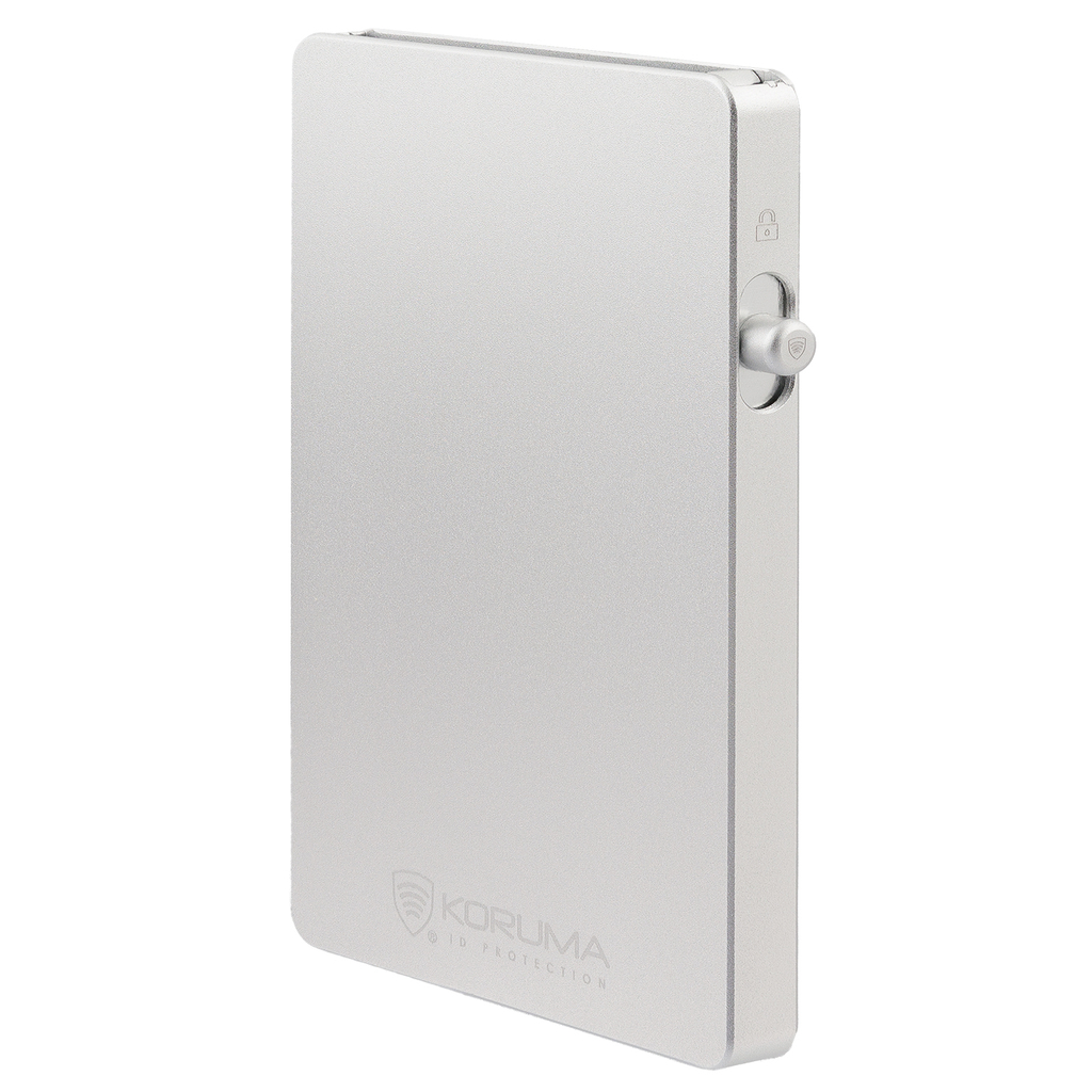 Metalowe etui z wysuwanymi kartami i ochroną kart zbliżeniowych (srebrny)