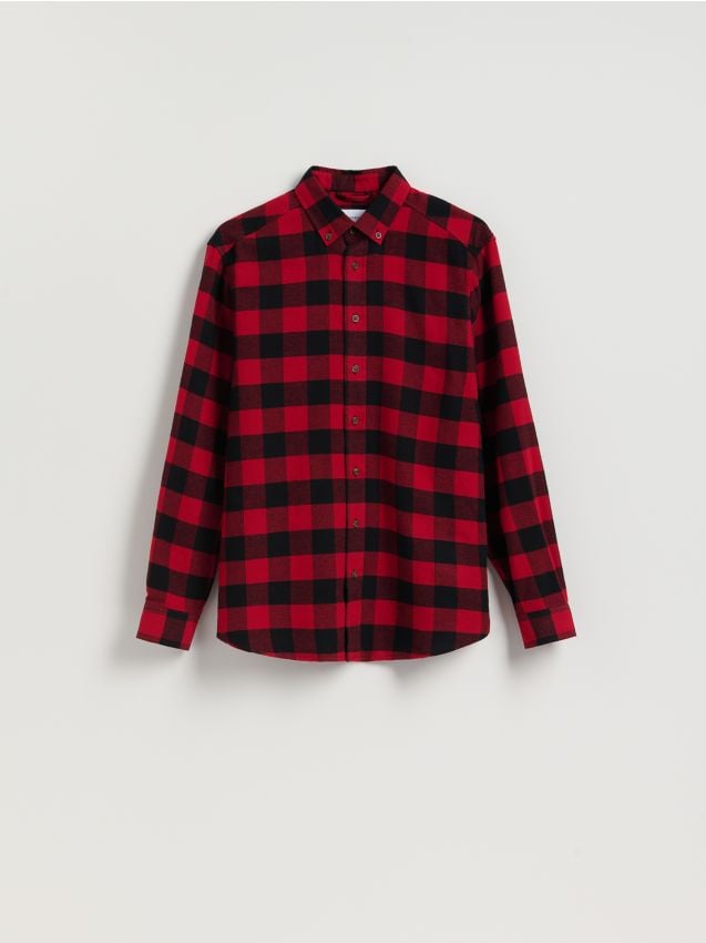 Reserved - Koszula regular fit w kratę - czerwony