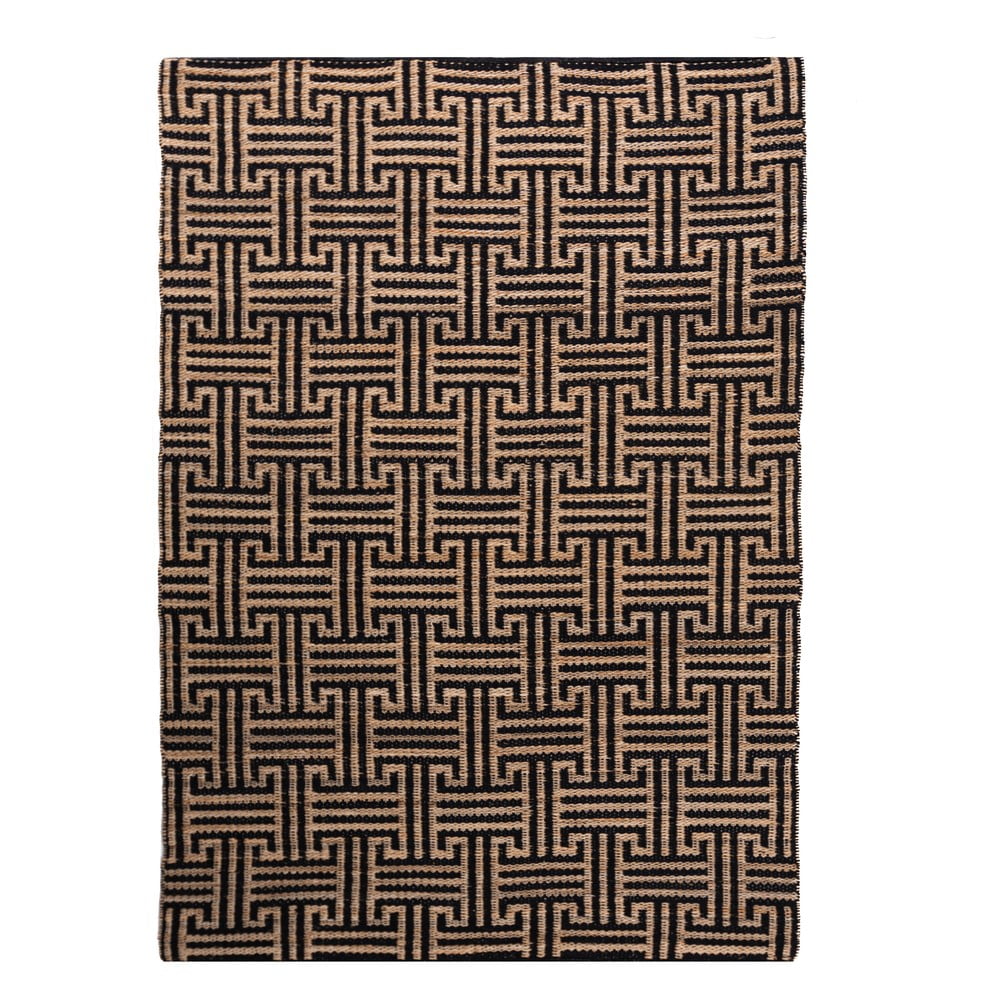 Czarno-naturalny dywan z mieszanki juty tkany ręcznie 160x230 cm Meander Jute – Flair Rugs