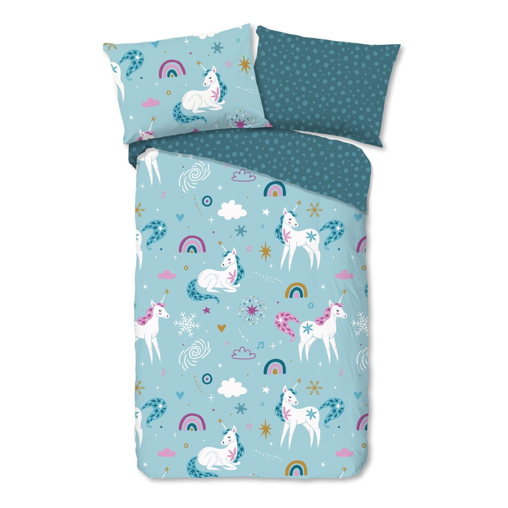 Flanelowa pościel dziecięca jednoosobowa 140x200 cm Snowycorn – Good Morning