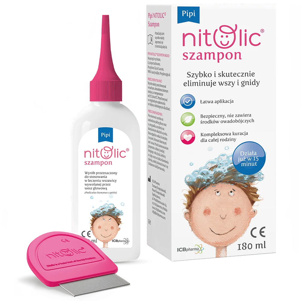 Pipi Nitolic, szampon do eliminacji wszy i gnid, 180 ml