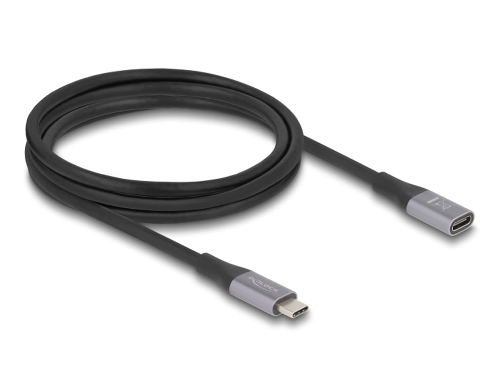 DeLOCK 81202 kabel USB USB4 Gen 2x2 2 m USB C Czarny, Szary