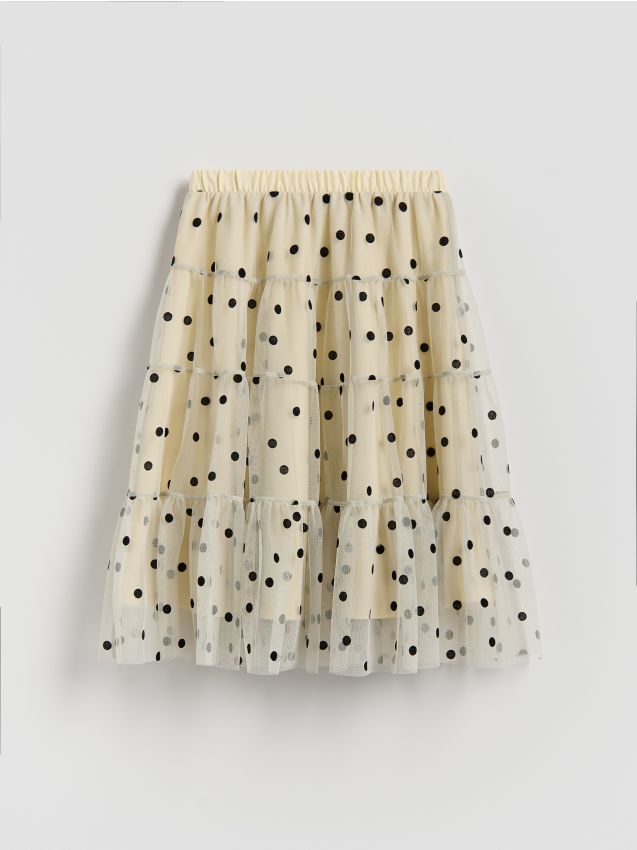 Reserved - Tiulowa spódnica w kropki - wielobarwny