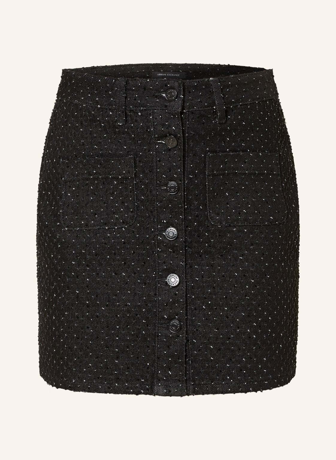 Armani Exchange Spódnica Jeansowa Z Kamieniami Ozdobnymi schwarz