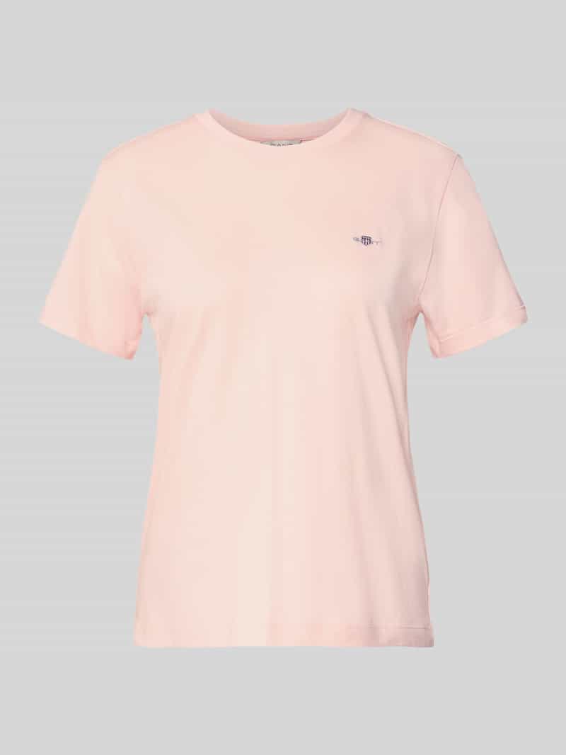 T-shirt z wyhaftowanym logo i okrągłym dekoltem