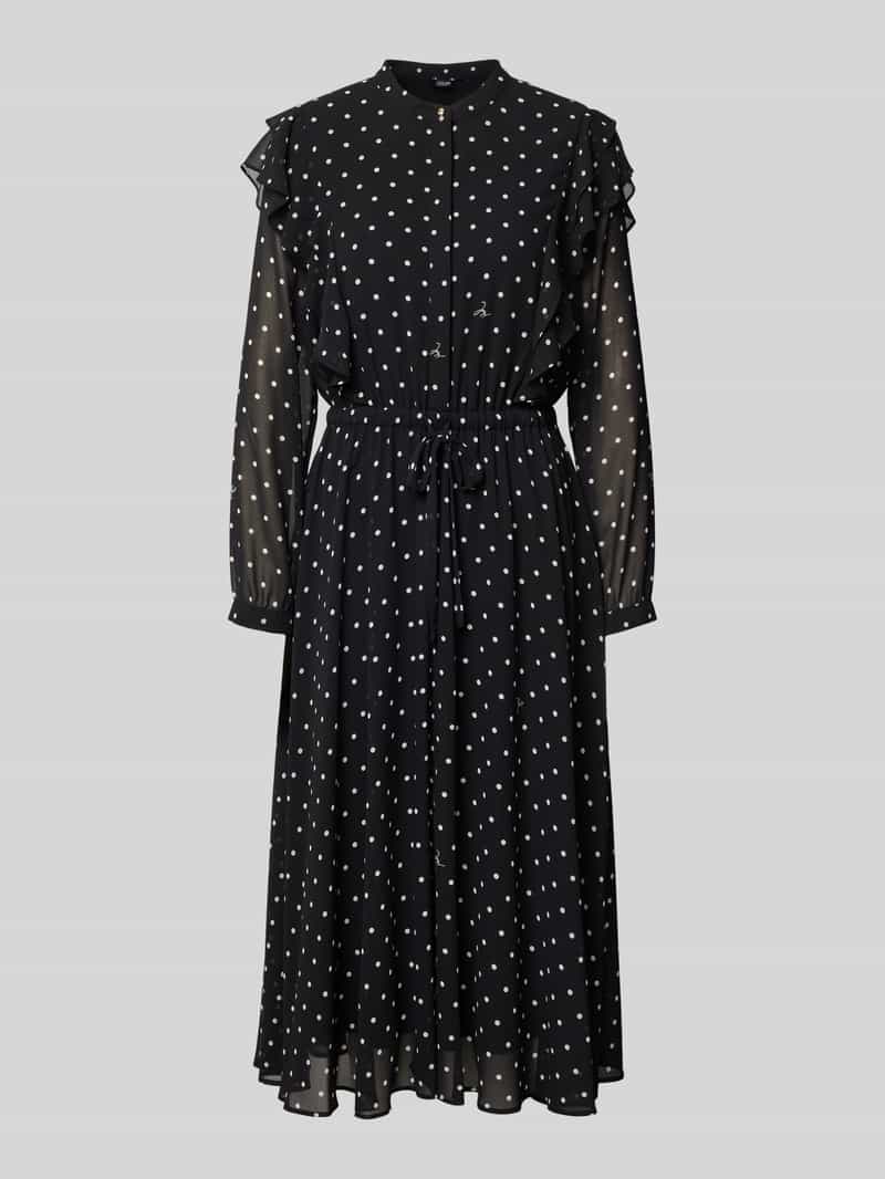 Sukienka midi ze wzorem na całej powierzchni i wiązanym paskiem